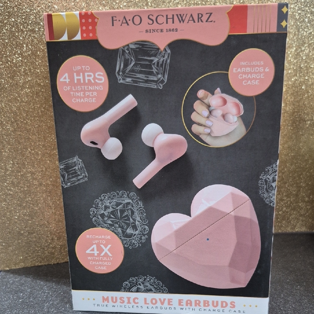 FAO Schwarz Pink Heart Music Earbuds